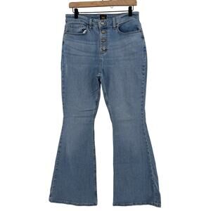 Lee Jeans Heritage Flare Button Fly Size 12 Retro Western Cowgirl Light Wash